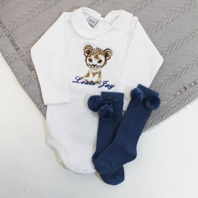 Embroidered Lion Cub Outline Personalised Babyvest