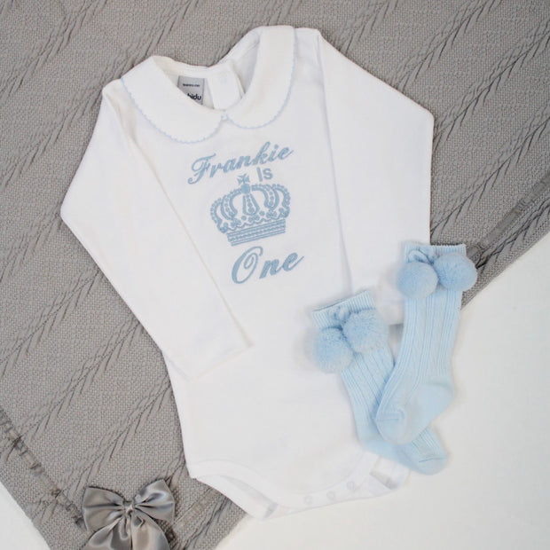 Embroidered Crown Personalised Birthday Babyvest