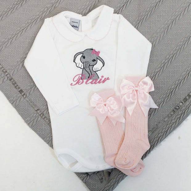 Embroidered Animal with Hair Bow Personalised Babyvest (Various Animals)