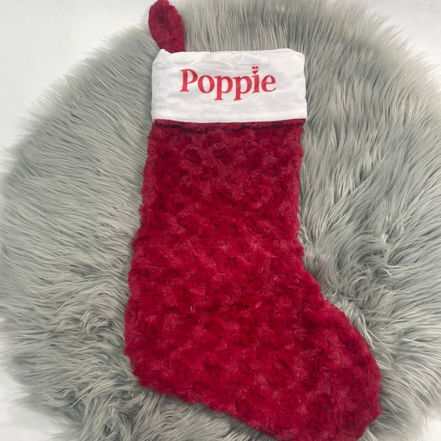 DEFECT - ‘Poppie’ printed Red Christmas Stocking