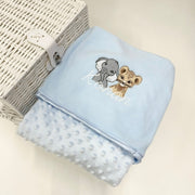 Embroidered Duo Animal Personalised Bubble Wrap Blanket (FLEECE EMBROIDERY)  - Various Colours