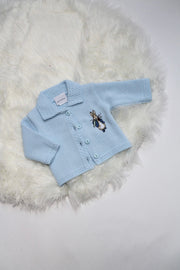 Blue Rabbit Embroidered Knitted Cardigan