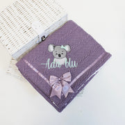 Hair Bow Animal Chevron Knit & Satin Bow Personalised Blanket - Various Animals & Coloured Blankets