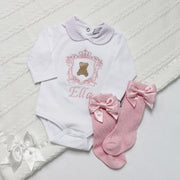 Embroidered Personalised Babyvest - Teddy & Crest