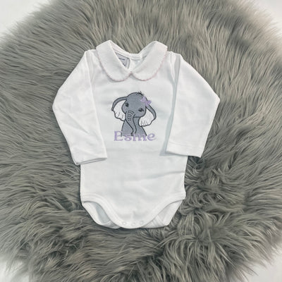 SAMPLE - ‘Esme’ Embroidered elephant babyvest - Size 0-3 Months