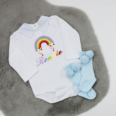 Embroidered Rainbow Personalised Babygrow