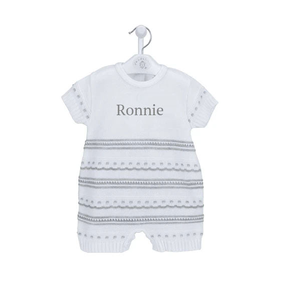 White & Grey Knit Romper (With or Without Personalisation)