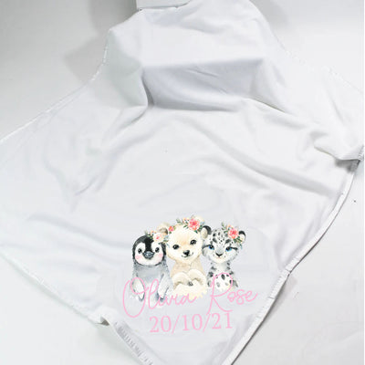 Floral Winter Animals Minky Soft Printed Personalised Blanket