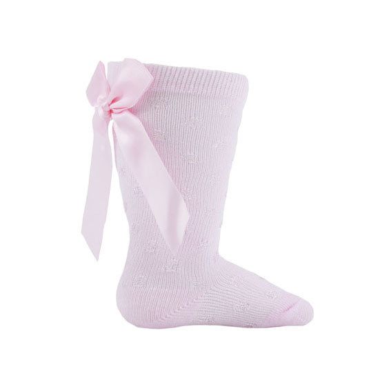 Pink Long Bow Socks