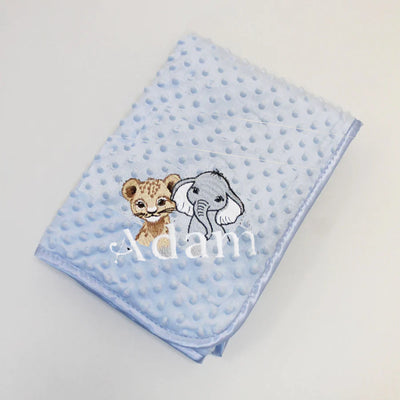 Embroidered Duo Animal Personalised Bubble Wrap Blanket - Various Colours