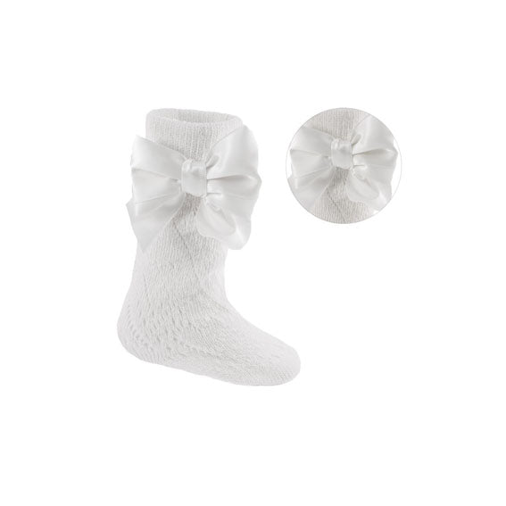 White Pelerine Luxury Bow Knee High Socks